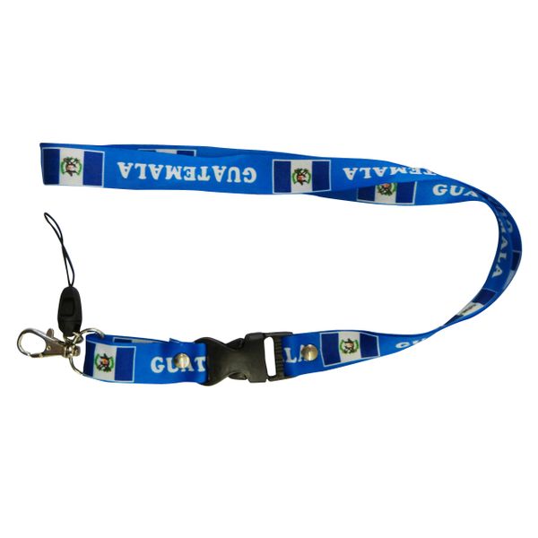GUATEMALA COUNTRY FLAG LANYARD KEYCHAIN PASSHOLDER NECKSTRAP .. CLASP AT THE END .. 20" INCHES LONG .. HIGH QUALITY .. NEW