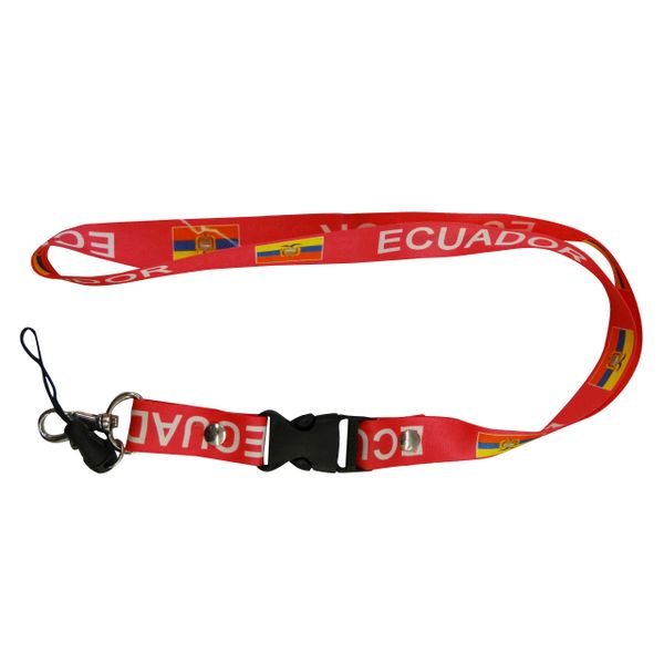 ECUADOR COUNTRY FLAG LANYARD KEYCHAIN PASSHOLDER NECKSTRAP .. CLASP AT THE END .. 20" INCHES LONG .. HIGH QUALITY .. NEW