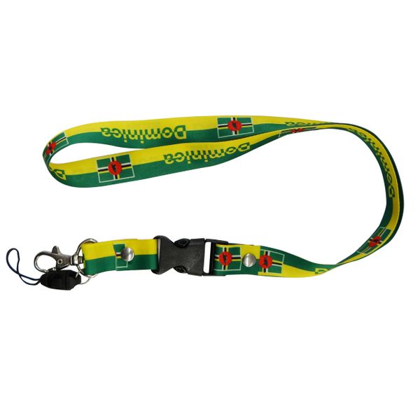DOMINICA COUNTRY FLAG LANYARD KEYCHAIN PASSHOLDER NECKSTRAP .. CLASP AT THE END .. 20" INCHES LONG .. HIGH QUALITY .. NEW