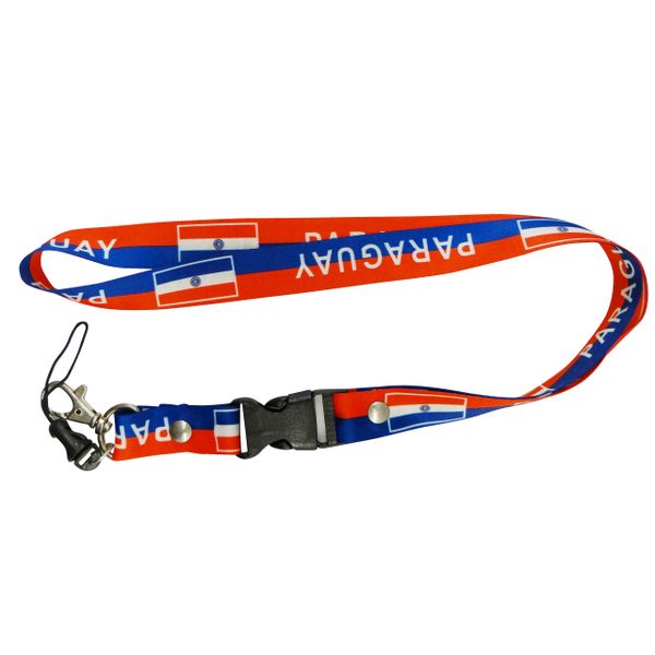 PARAGUAY COUNTRY FLAG LANYARD KEYCHAIN PASSHOLDER NECKSTRAP .. CLASP AT THE END .. 20" INCHES LONG .. HIGH QUALITY .. NEW