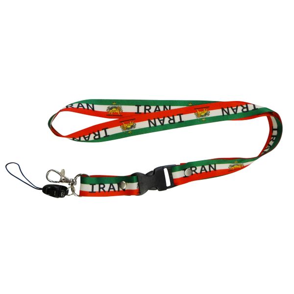 IRAN COUNTRY FLAG LANYARD KEYCHAIN PASSHOLDER NECKSTRAP .. CLASP AT THE END .. 20" INCHES LONG .. HIGH QUALITY .. NEW