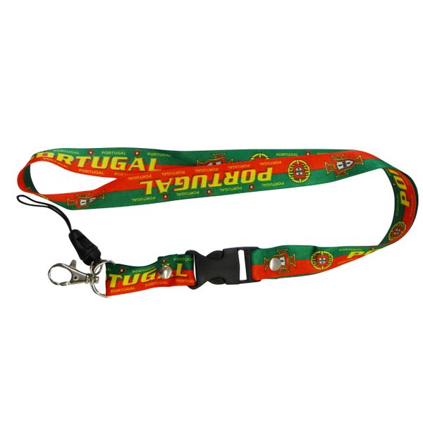 PORTUGAL COUNTRY FLAG LANYARD KEYCHAIN PASSHOLDER NECKSTRAP .. CLASP AT THE END .. 20" INCHES LONG .. HIGH QUALITY .. NEW