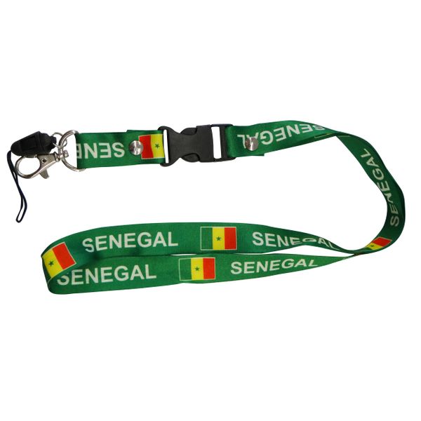 SENEGAL COUNTRY FLAG LANYARD KEYCHAIN PASSHOLDER NECKSTRAP .. CLASP AT THE END .. 20" INCHES LONG .. HIGH QUALITY .. NEW