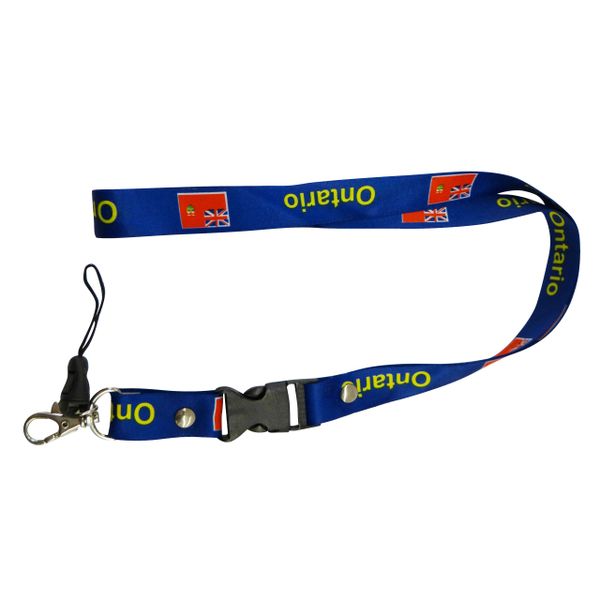 ONTARIO CANADA PROVINCIAL FLAG LANYARD KEYCHAIN PASSHOLDER NECKSTRAP .. CLASP AT THE END .. 20" INCHES LONG .. HIGH QUALITY .. NEW