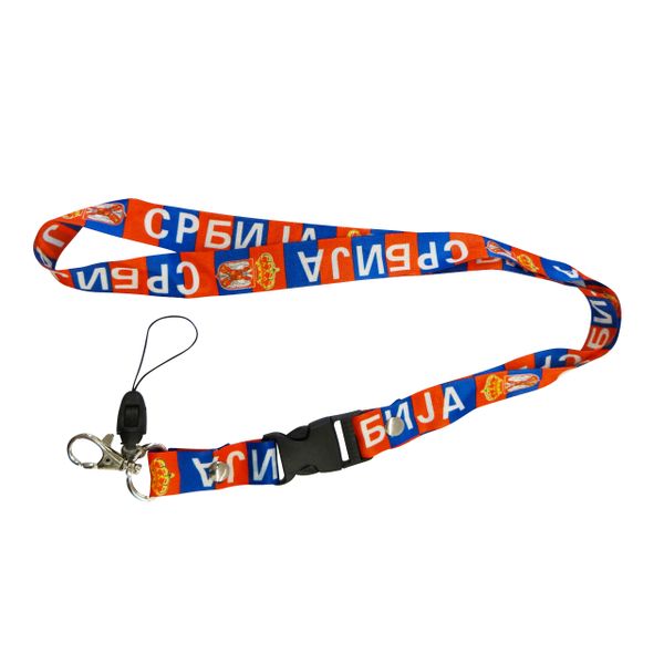 SERBIA COUNTRY FLAG LANYARD KEYCHAIN PASSHOLDER NECKSTRAP .. CLASP AT THE END .. 20" INCHES LONG .. HIGH QUALITY .. NEW