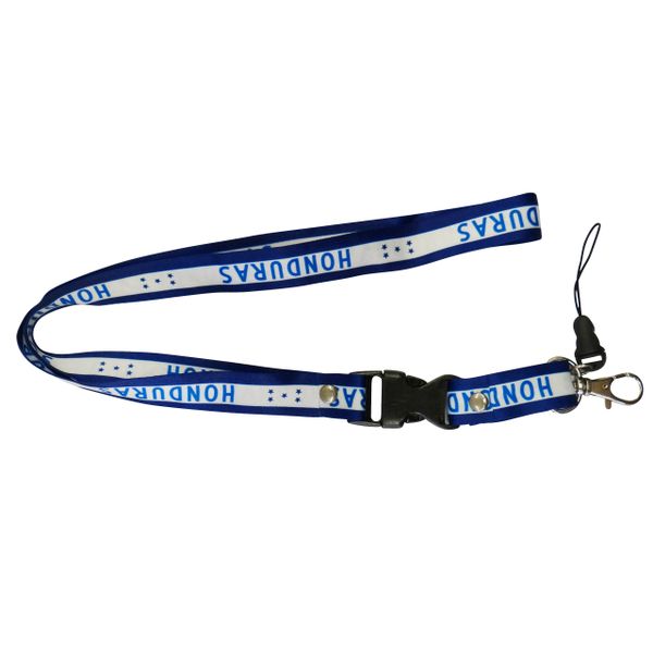 HONDURAS COUNTRY FLAG LANYARD KEYCHAIN PASSHOLDER NECKSTRAP .. CLASP AT THE END .. 20" INCHES LONG .. HIGH QUALITY .. NEW