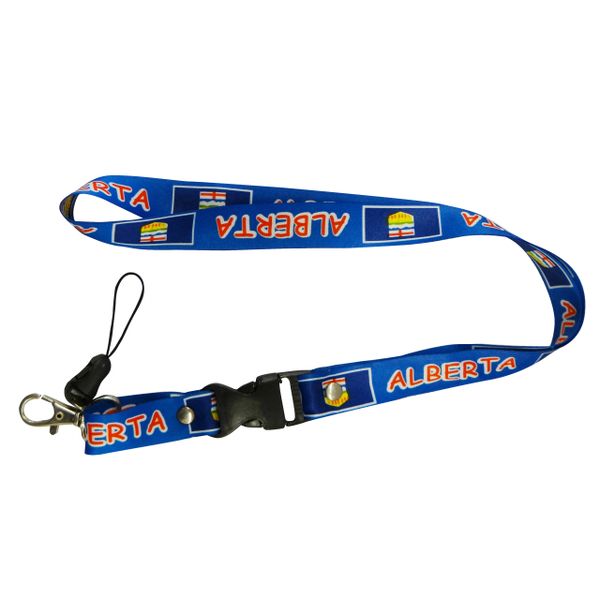 ALBERTA CANADA PROVINCIAL FLAG LANYARD KEYCHAIN PASSHOLDER NECKSTRAP .. CLASP AT THE END .. 20" INCHES LONG .. HIGH QUALITY .. NEW