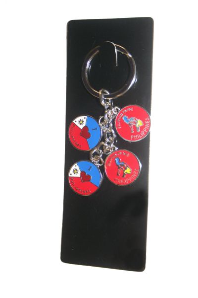 PHILIPPINES 4 CHARMING DIFFERENT SHAPE DESIGN METAL KEYCHAIN .. NEW AND IN A PACKAGE