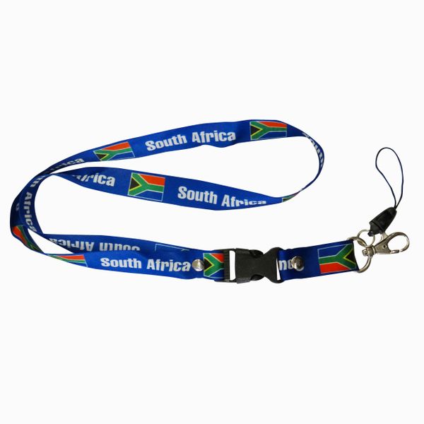 SOUTH AFRICA COUNTRY FLAG LANYARD KEYCHAIN PASSHOLDER NECKSTRAP .. CLASP AT THE END .. 20" INCHES LONG .. HIGH QUALITY .. NEW