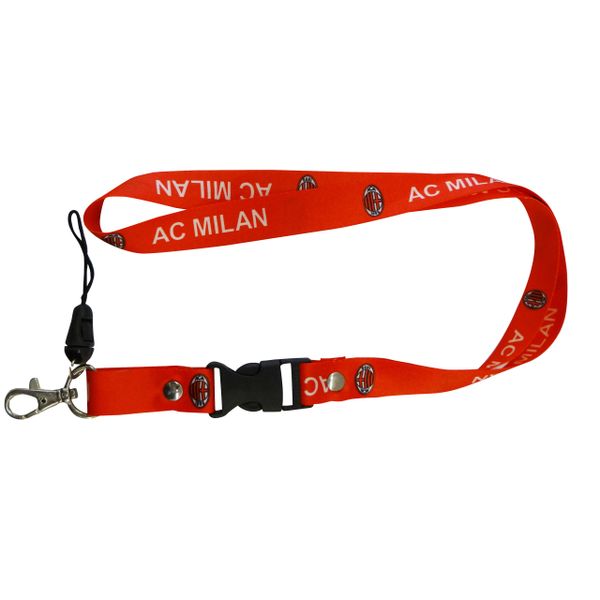 AC MILAN LOGO SOCCER LANYARD KEYCHAIN PASSHOLDER NECKSTRAP .. CLASP AT THE END .. 20" INCHES LONG .. HIGH QUALITY .. NEW