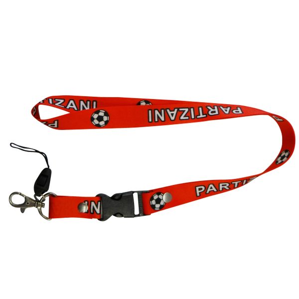 PARTIZANI SOCCER LANYARD KEYCHAIN PASSHOLDER NECKSTRAP .. CLASP AT THE END .. 20" INCHES LONG .. HIGH QUALITY .. NEW