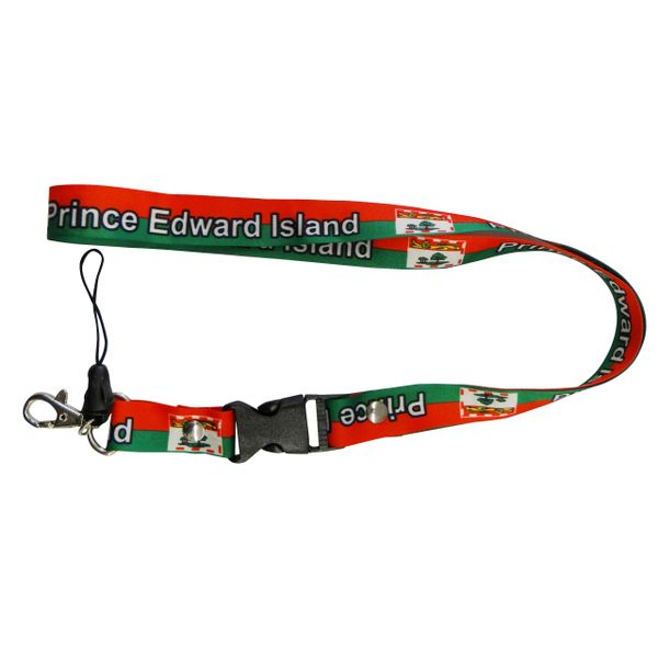 PRINCE EDWARD ISLAND CANADA PROVINCIAL FLAG LANYARD KEYCHAIN PASSHOLDER NECKSTRAP .. CLASP AT THE END .. 20" INCHES LONG .. HIGH QUALITY .. NEW