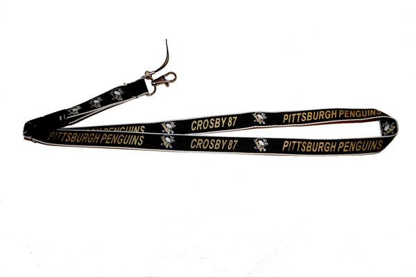 CROSBY 87 PITTSBURGH PENGUINS NHL HOCKEY LOGO LANYARD KEYCHAIN PASSHOLDER NECKSTRAP .. CLASP AT THE END .. 20" INCHES LONG .. HIGH QUALITY .. NEW