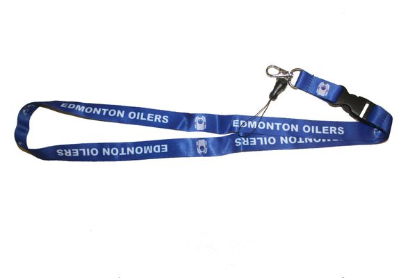 EDMONTON OILERS WITH JERSEY PICTURE NHL HOCKEY LOGO LANYARD KEYCHAIN PASSHOLDER NECKSTRAP .. CLASP AT THE END .. 20" INCHES LONG .. HIGH QUALITY .. NEW
