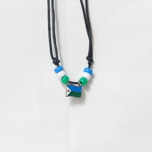 DJIBOUTI COUNTRY FLAG SMALL METAL NECKLACE CHOKER .. NEW AND IN A PACKAGE