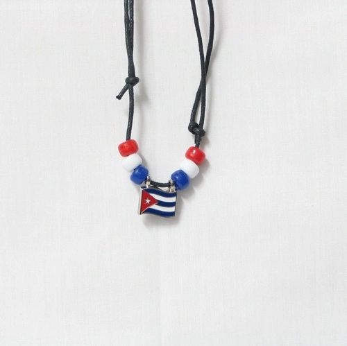 CUBA COUNTRY FLAG SMALL METAL NECKLACE CHOKER .. NEW AND IN A PACKAGE