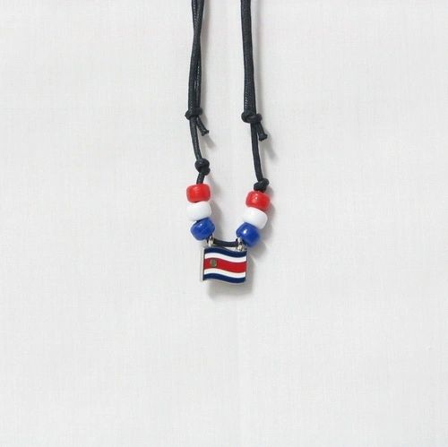 COSTA RICA COUNTRY FLAG SMALL METAL NECKLACE CHOKER .. NEW AND IN A PACKAGE