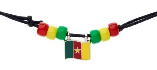 CAMEROON COUNTRY FLAG SMALL METAL NECKLACE CHOKER .. NEW AND IN A PACKAGE