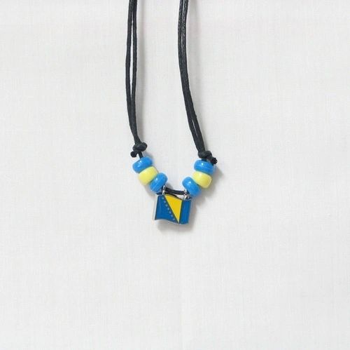 BOSNIA & HERZEGOVINA COUNTRY FLAG SMALL METAL NECKLACE CHOKER .. NEW AND IN A PACKAGE