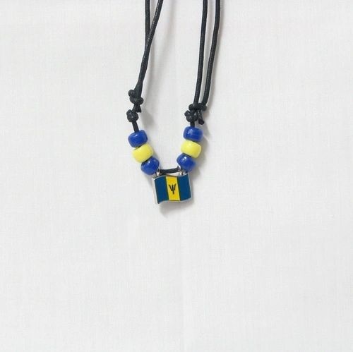 BARBADOS COUNTRY FLAG SMALL METAL NECKLACE CHOKER .. NEW AND IN A PACKAGE