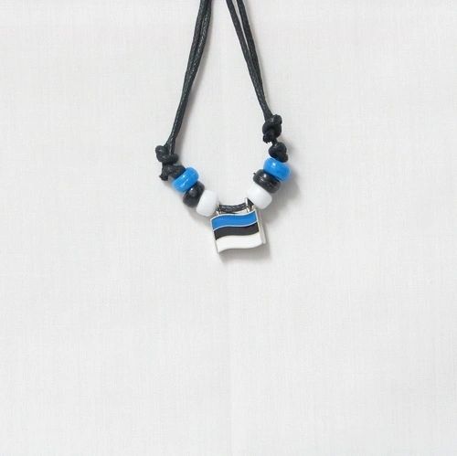 ESTONIA COUNTRY FLAG SMALL METAL NECKLACE CHOKER .. NEW AND IN A PACKAGE