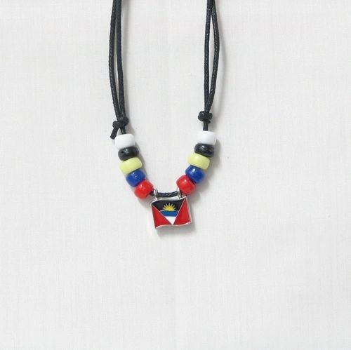 ANTIGUA COUNTRY FLAG SMALL METAL NECKLACE CHOKER .. NEW AND IN A PACKAGE