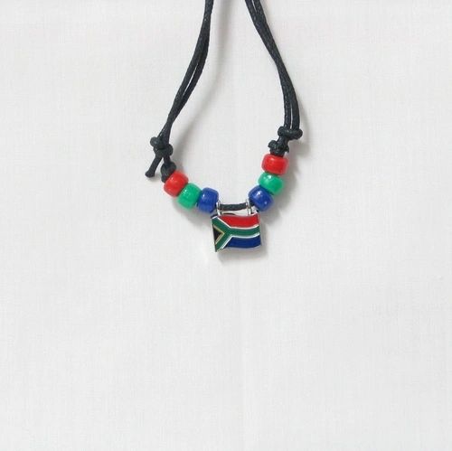 SOUTH AFRICA COUNTRY FLAG SMALL METAL NECKLACE CHOKER .. NEW AND IN A PACKAGE