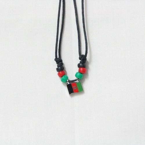 AFGHANISTAN COUNTRY FLAG SMALL METAL NECKLACE CHOKER .. NEW AND IN A PACKAGE