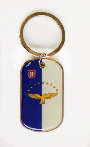 AZORES COUNTRY FLAG METAL KEYCHAIN .. NEW AND IN A PACKAGE
