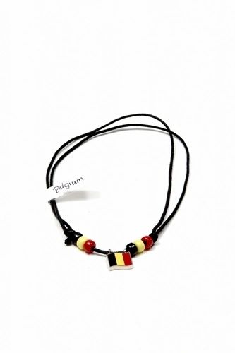 BELGIUM COUNTRY FLAG SMALL METAL NECKLACE CHOKER .. NEW AND IN A PACKAGE