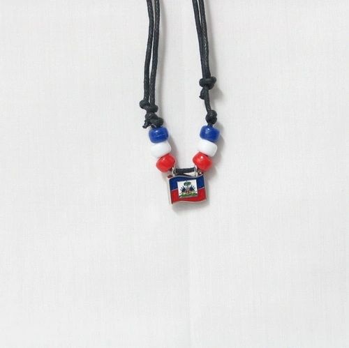 HAITI COUNTRY FLAG SMALL METAL NECKLACE CHOKER .. NEW AND IN A PACKAGE