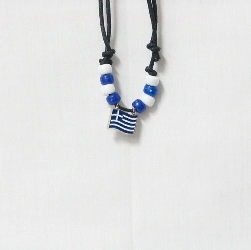 GREECE COUNTRY FLAG SMALL METAL NECKLACE CHOKER .. NEW AND IN A PACKAGE