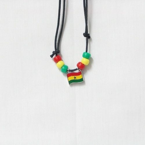 GHANA COUNTRY FLAG SMALL METAL NECKLACE CHOKER .. NEW AND IN A PACKAGE