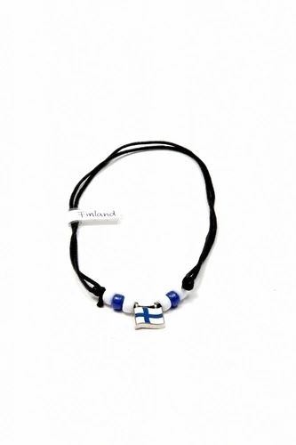 FINLAND COUNTRY FLAG SMALL METAL NECKLACE CHOKER .. NEW AND IN A PACKAGE
