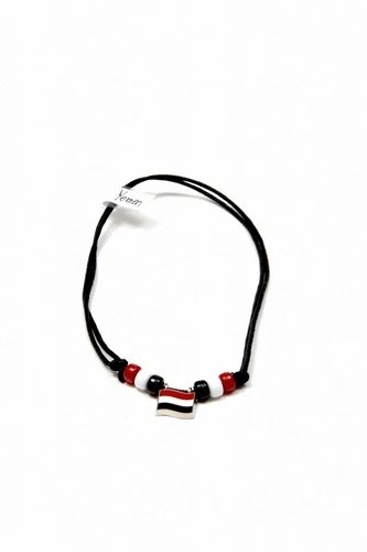 YEMEN COUNTRY FLAG SMALL METAL NECKLACE CHOKER .. NEW AND IN A PACKAGE