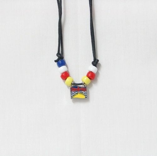BRITISH COLUMBIA CANADA PROVINCIAL FLAG SMALL METAL NECKLACE CHOKER .. NEW AND IN A PACKAGE