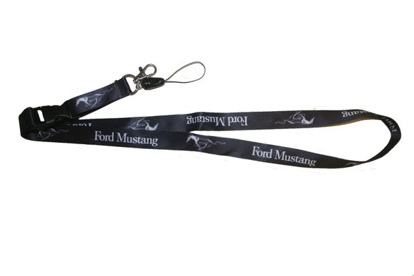 FORD MUSTANG CAR MODEL LOGO LANYARD KEYCHAIN PASSHOLDER NECKSTRAP .. CLASP AT THE END .. 20" INCHES LONG .. HIGH QUALITY .. NEW