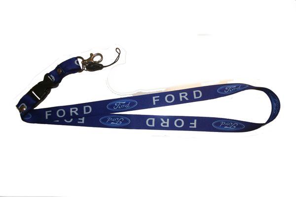 FORD BLUE CAR MODEL LOGO LANYARD KEYCHAIN PASSHOLDER NECKSTRAP .. CLASP AT THE END .. 20" INCHES LONG .. HIGH QUALITY .. NEW