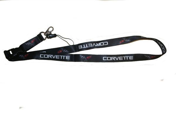 CORVETTE CAR MODEL LOGO LANYARD KEYCHAIN PASSHOLDER NECKSTRAP .. CLASP AT THE END .. 20" INCHES LONG .. HIGH QUALITY .. NEW