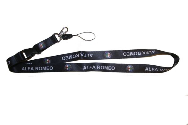 ALFA ROMEO CAR MODEL LOGO LANYARD KEYCHAIN PASSHOLDER NECKSTRAP .. CLASP AT THE END .. 20" INCHES LONG .. HIGH QUALITY .. NEW