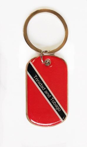 TRINIDAD & TOBAGO COUNTRY FLAG METAL KEYCHAIN .. NEW AND IN A PACKAGE