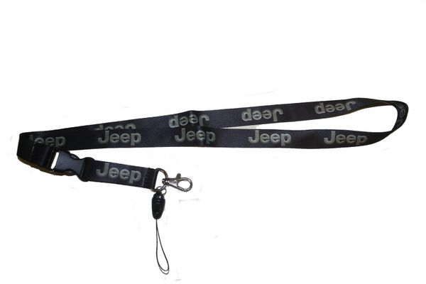 JEEP CAR MODEL LOGO LANYARD KEYCHAIN PASSHOLDER NECKSTRAP .. CLASP AT THE END .. 20" INCHES LONG .. HIGH QUALITY .. NEW