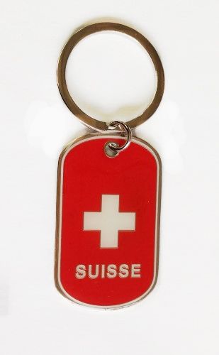SWITZERLAND COUNTRY FLAG METAL KEYCHAIN .. NEW AND IN A PACKAGE