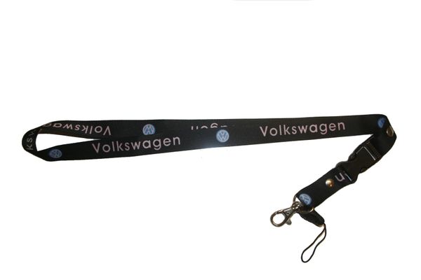 Lanyard Porte-clés Volkswagen Noir pour voiture Badge Sangle pour le cou Cordon avec clip avec boucle de libération 