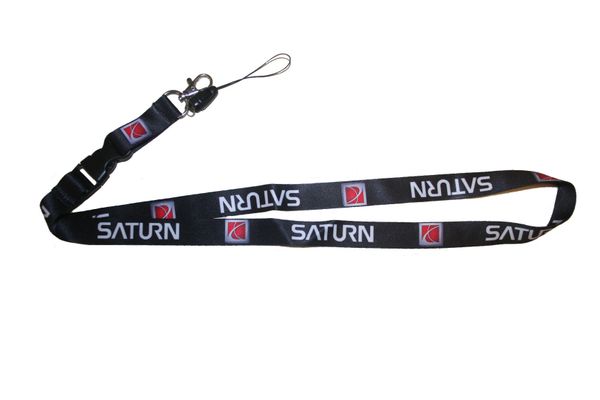 SATURN CAR MODEL LOGO LANYARD KEYCHAIN PASSHOLDER NECKSTRAP .. CLASP AT THE END .. 20" INCHES LONG .. HIGH QUALITY .. NEW