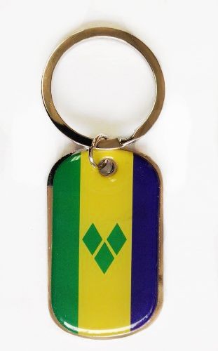 ST. VINCENT AND THE GRENADINES COUNTRY FLAG Dog Tag METAL KEYCHAIN .. NEW