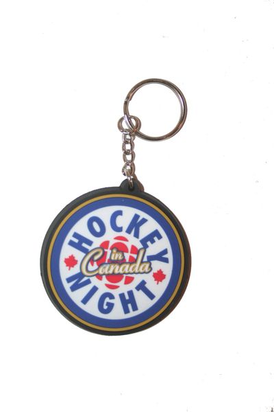 HOCKEY NIGHT IN CANADA LICENCED ROUND LOGO SILICONE KEYCHAIN .. NEW AND IN A PACKAGE