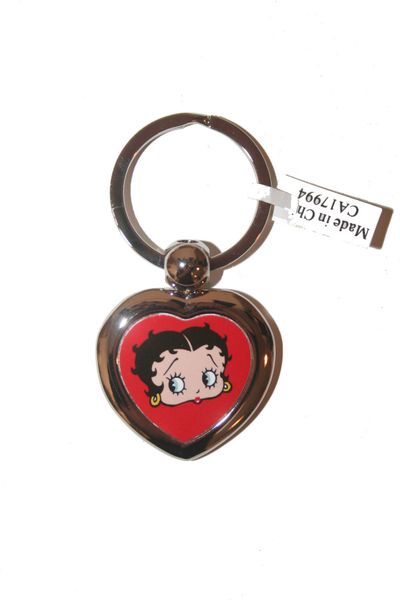 BETTY BOOP LICENCED HEART PICTURE METAL KEYCHAIN .. NEW AND IN A PACKAGE