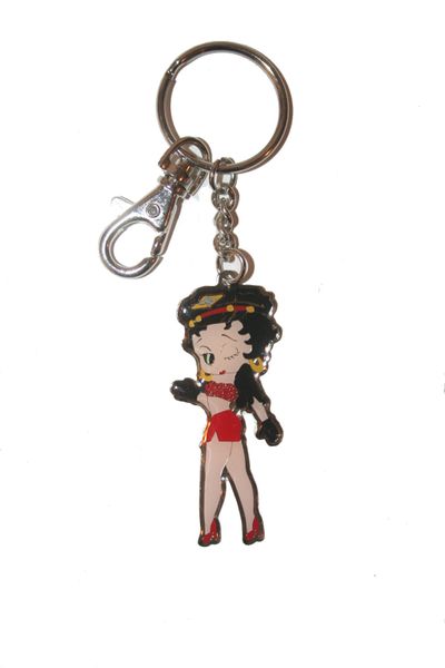 BETTY BOOP LICENCED BIKER CHICK PICTURE METAL KEYCHAIN .. NEW AND IN A PACKAGE