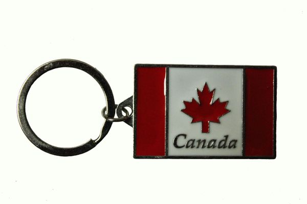 CANADA Country Flag With TITLE METAL KEYCHAIN ..Size: 2" x 1.1" Inch